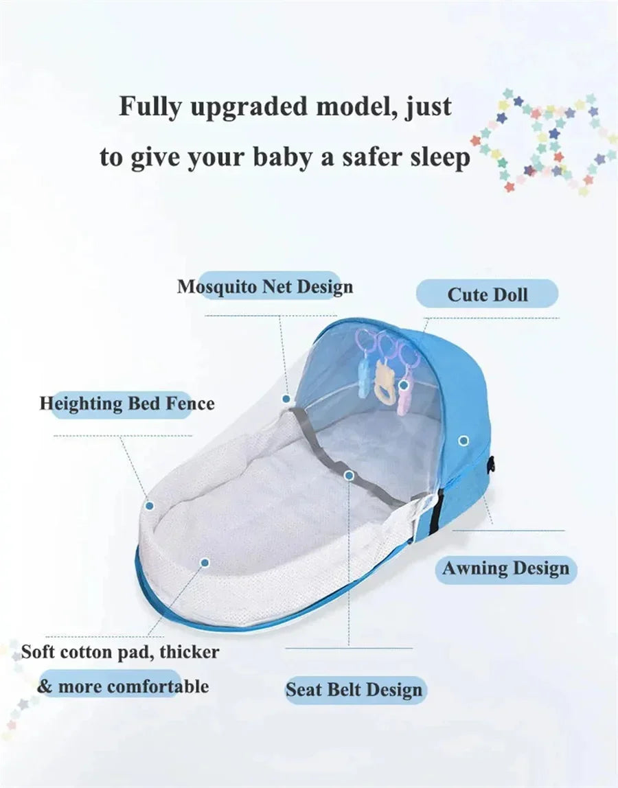 Portable Foldable Baby Bassinet, Travel Crib Bed for Newborns