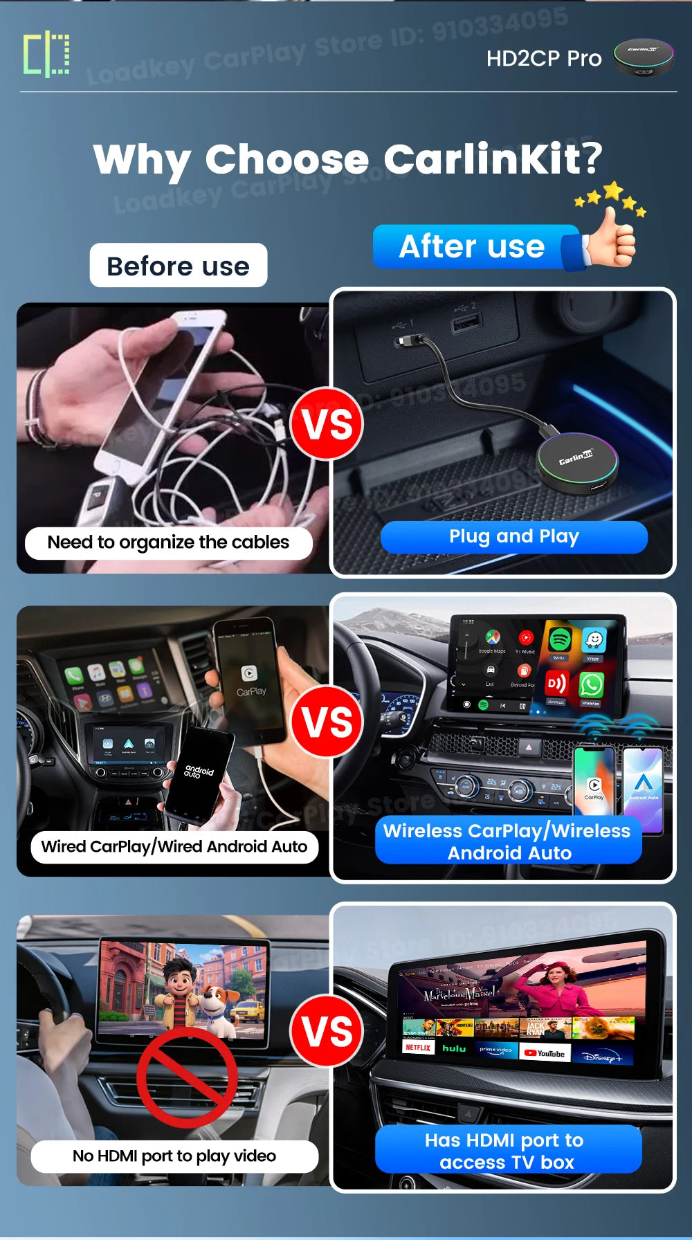 2026 CarlinKit HD2CP Pro CarPlay to HDMI Wireless Adapter CarPlay Android Auto 2K HDMI Input Support Tv Stick Laptop Tv Box 5.0