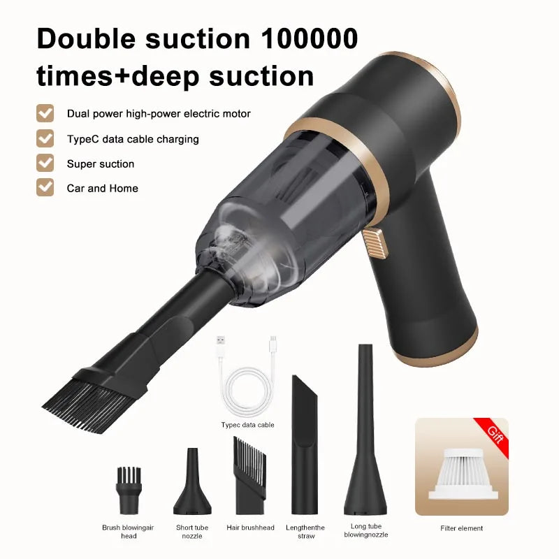 2-in-1 Cordless Car Vacuum and Air Blower, High-Power Handheld Cleaner for Car and Home