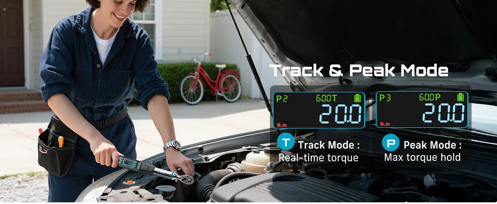 SEESII D2 Lite Pro 3/8" Digital Torque Wrench 220Nm LCD Display Real-Time & Peak Modes Preset & Data Storage Dual Alarm for Bicycle Car