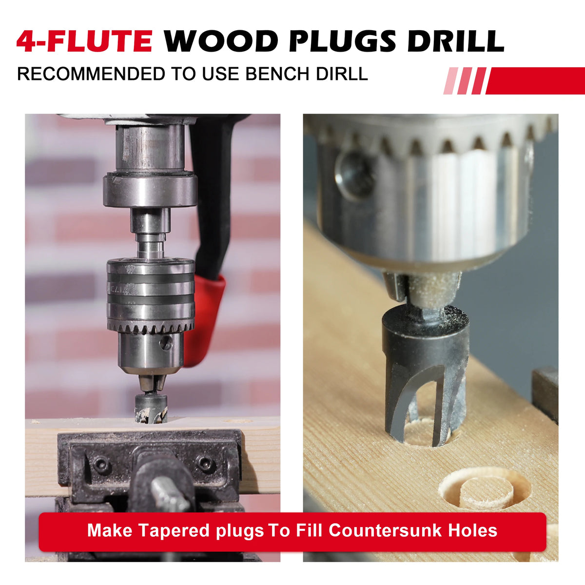 15PCS Countersink Drill Bit Set, Tapered Drill Bits with Wood Plug Cutter, 1/4" Hex Shank Quick Change Chamfer Tool for Woodworking, with Storage Box