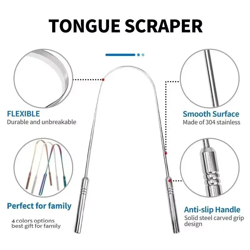 Travel Portable Tongue Scraper, Oral Hygiene Kit, Companion to Toothbrush, Compact & Hygienic Case Included