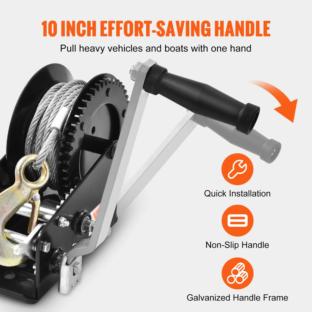 Heavy-Duty Hand Winch with 33ft Steel Cable and Two-Way Ratchet for Trailer, Boat or ATV
