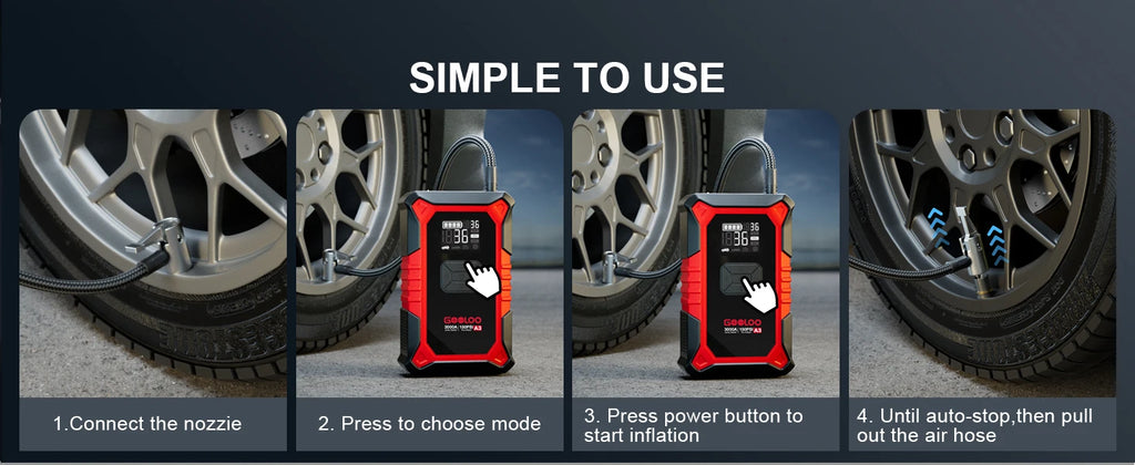 A3 Jump Starter with Air Compressor, 3000A Portable Car Battery Booster (9.0 Gas/6.5L Diesel) with 150PSI Auto-Shutoff Ti