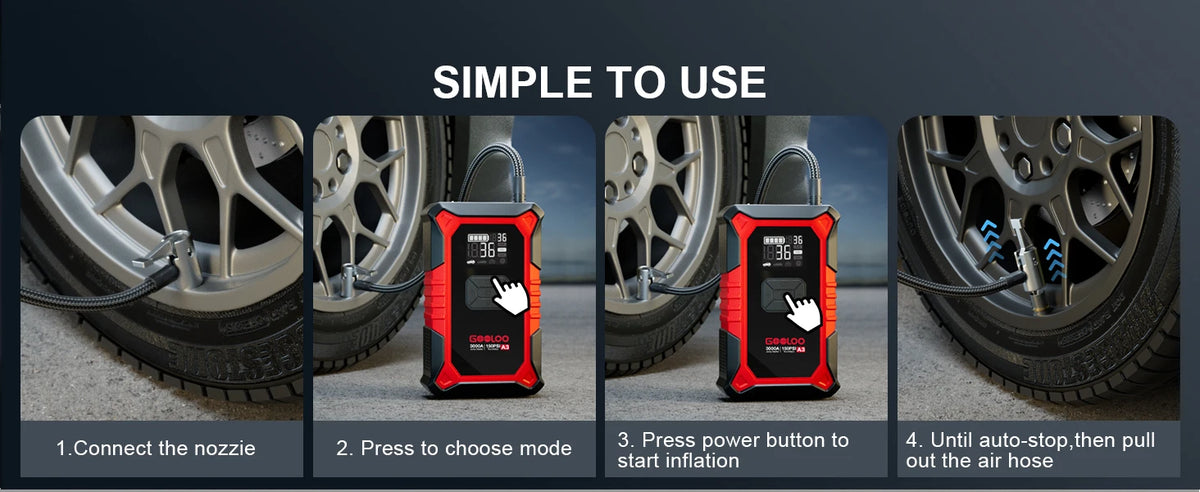 A3 Jump Starter with Air Compressor, 3000A Portable Car Battery Booster (9.0 Gas/6.5L Diesel) with 150PSI Auto-Shutoff Ti