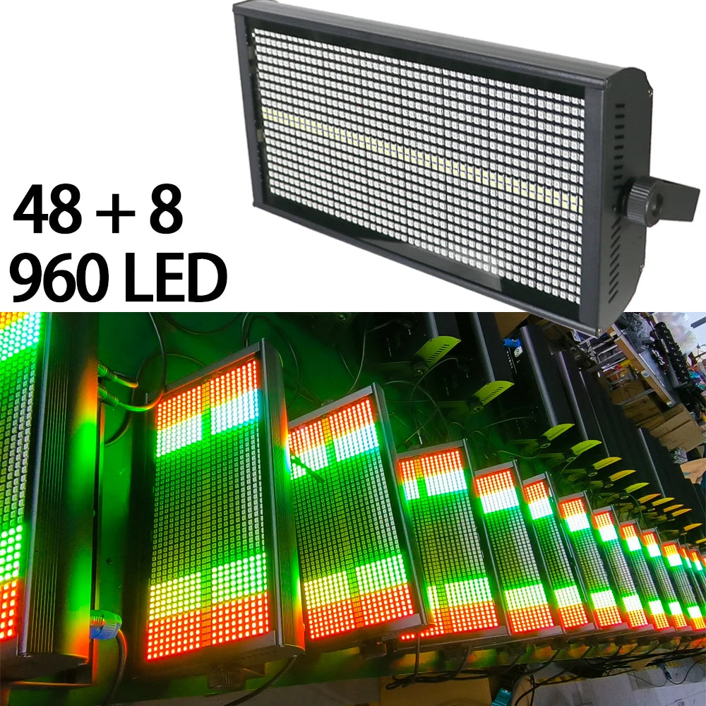 1/4PCS 200W 48+8Segmente Strobe LED 864RGB+96White LED Strobe Voice Control DMX Super Bright DJ Disco Wish Bar Party Stage Light