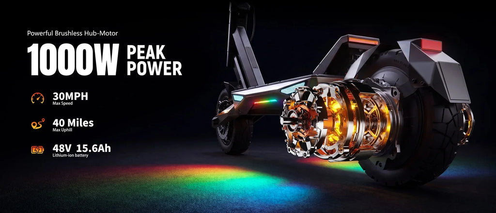 ONECNA T3 1000W Motor Electric Scooter for Adults, 30mph Top Speed, 40Miles Long Range, Lightweight Foldable Frame, Dual Suspension, 10 Inch Fat Tires E-Scooter