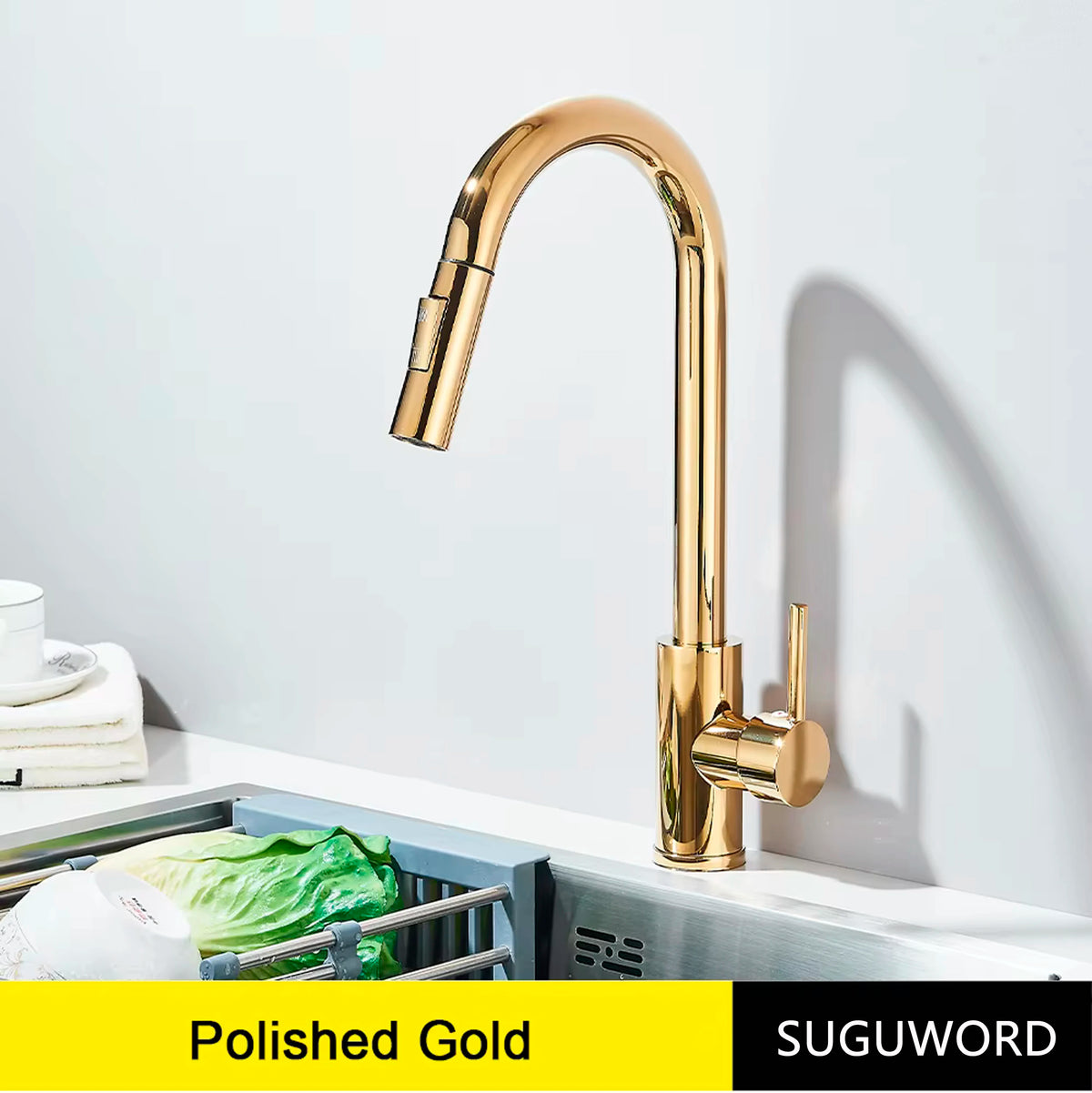 Matte Black Pull-Out Kitchen Faucet with 2 Spray Modes