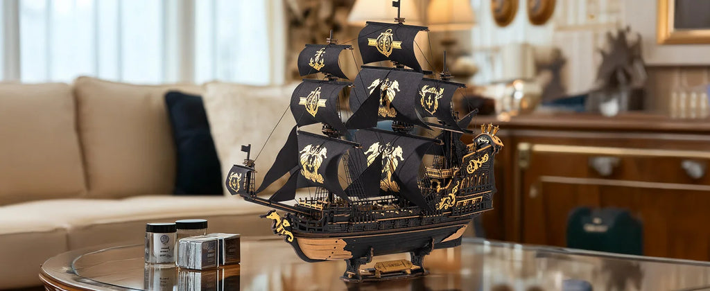 Robotime 3D Puzzle Wooden Seahouse Barque Model Kits Build Home Desk Decoration Gift For Teens and Adults