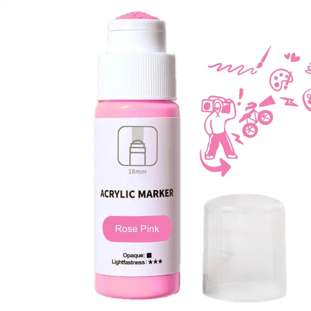 Mop Marker Quick Drying 18mm Tip Acrylic Marker Pen Permanent Fade-Resistant Ink For Murals Canvas Metal Glass Paper Wood 60ml