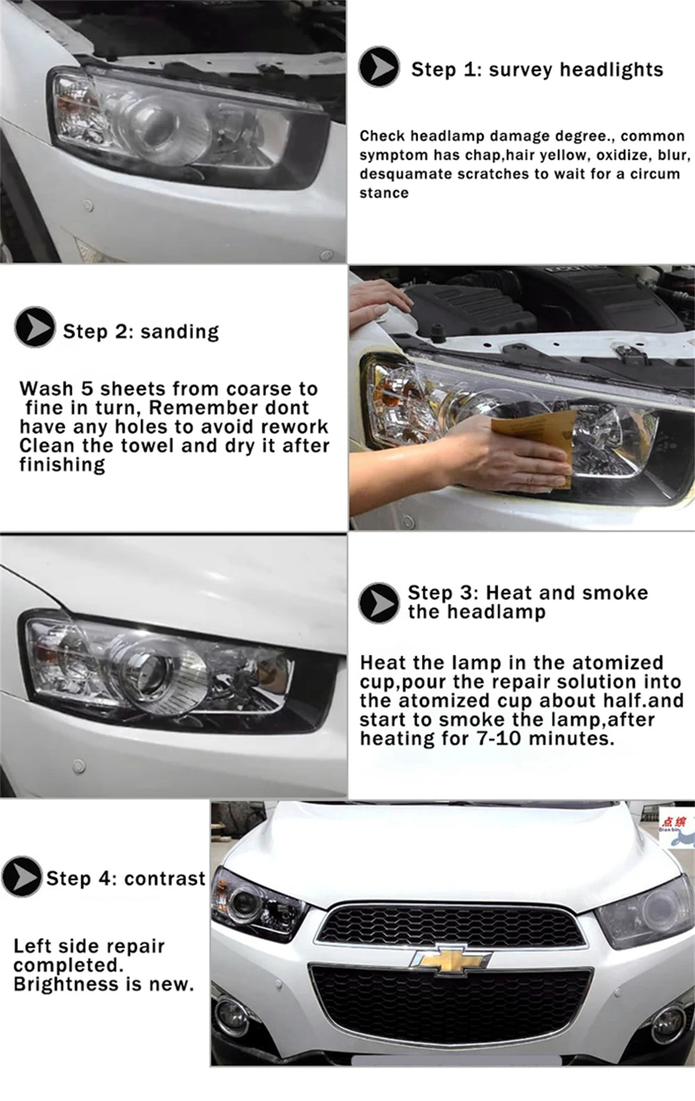 Car Headlight Restoration Polish Kit, 300ml
