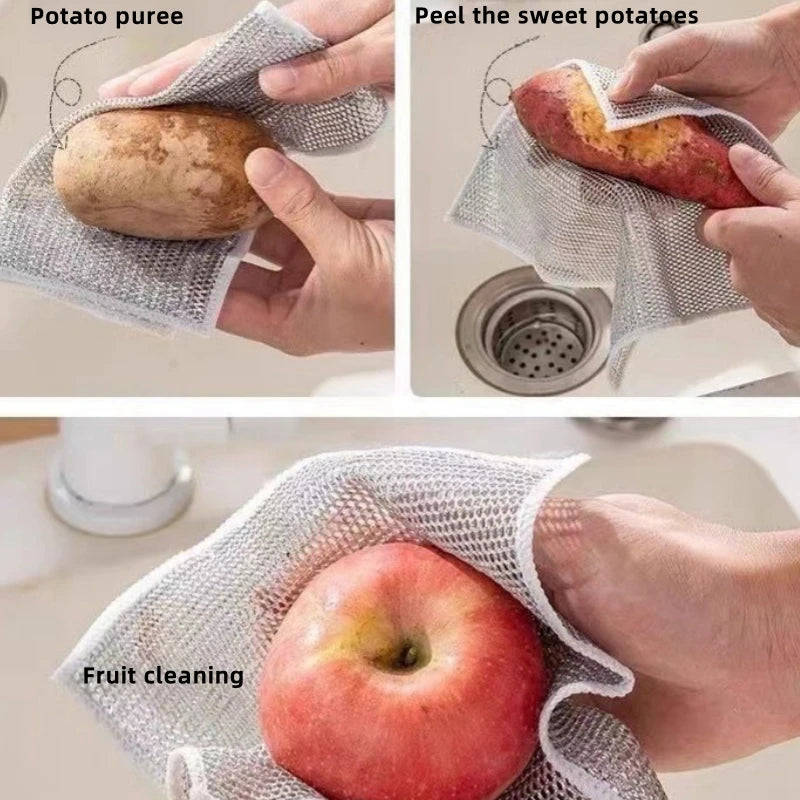 Double-Sided Steel Wire Dish Cleaning Cloths