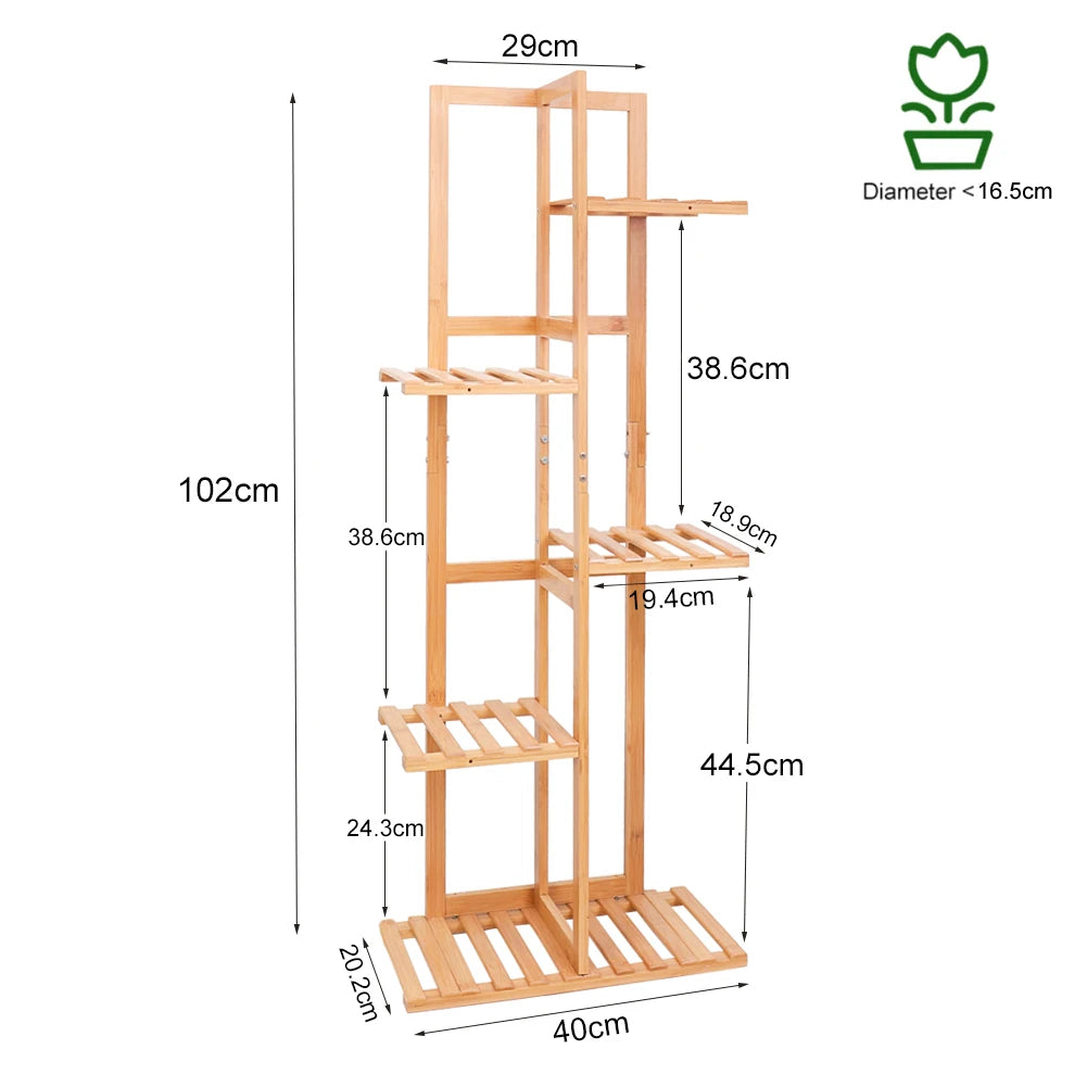 Bamboo Plant Stand, 6/7-Pot Vertical Corner Flower Shelf for Indoor and Outdoor