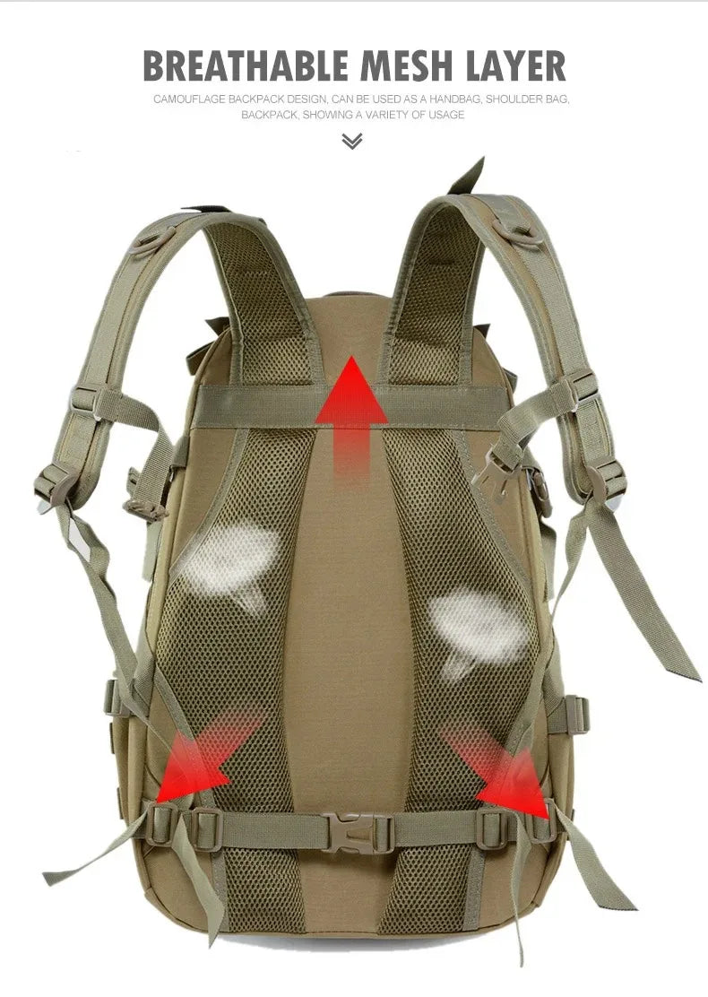 35L Men's Outdoor Hiking Backpack with MOLLE System, Reflective Strip and Dual Cup Holders