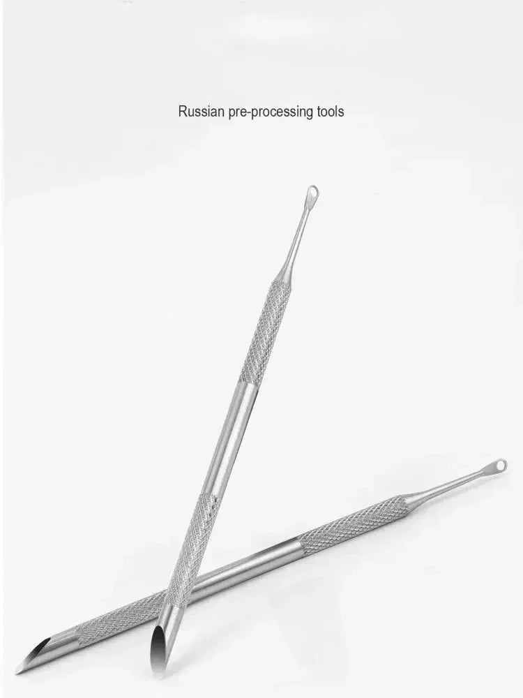 Nail Circle Beveled Head Stainless Steel Cuticle Pusher Nail Art Sanding Tablet Manicure Sticks Tool for Salon Nails 2030