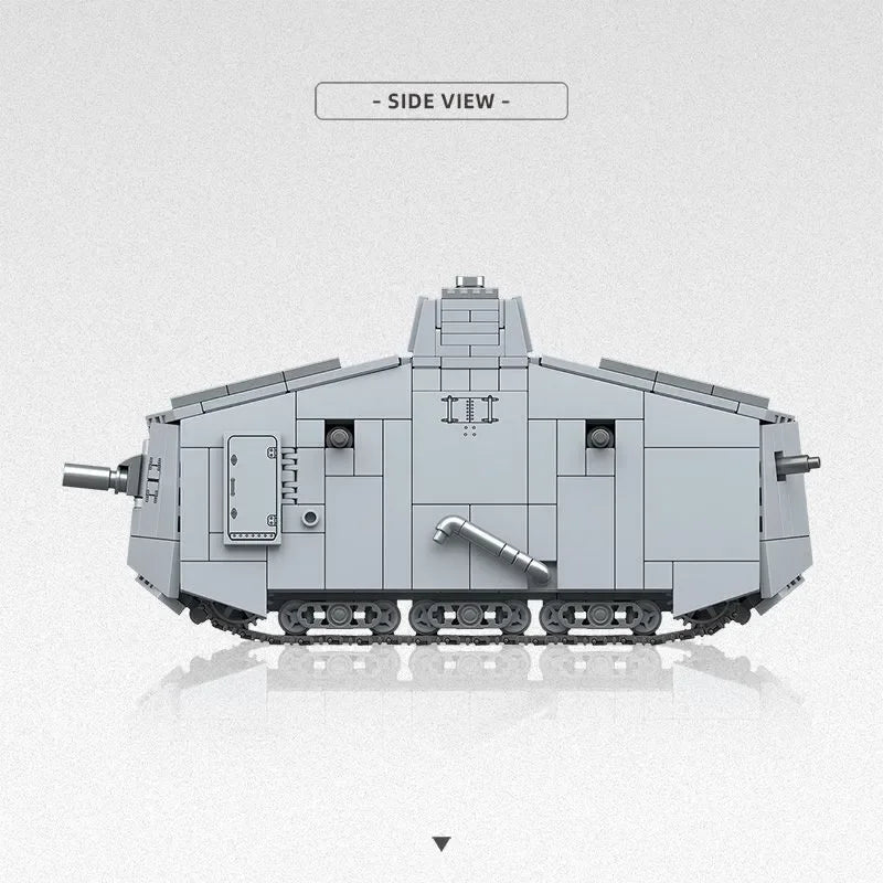 920Pcs WW1 A7V Heavy Tank Building Blocks Military Armored Vehicle Model DIY Assembly Bricks Hobby Collection Decor Gift