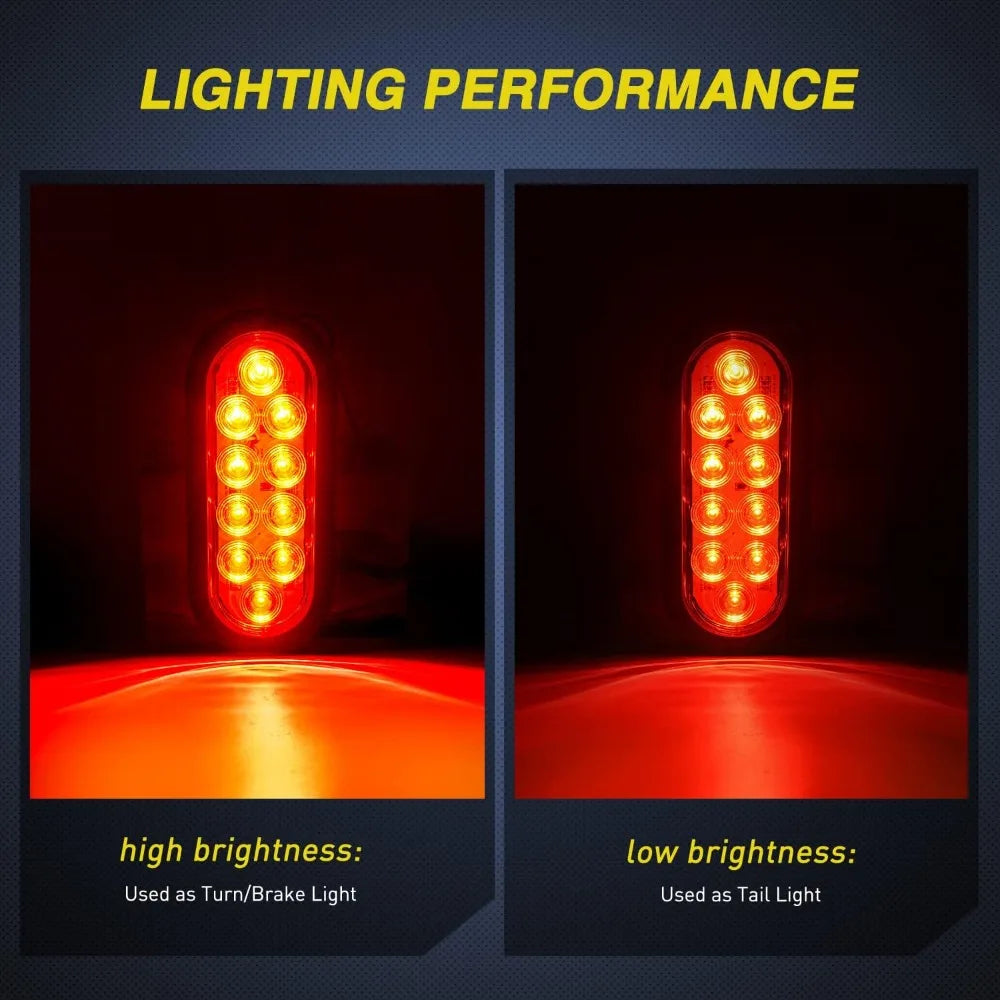 Nilight 6’Oval LED Trailer Tail Light W/Flush Mount Grommets Plugs Stop Turn Brake Lighting Modes Lamp for Camper RV Truck 4PCS