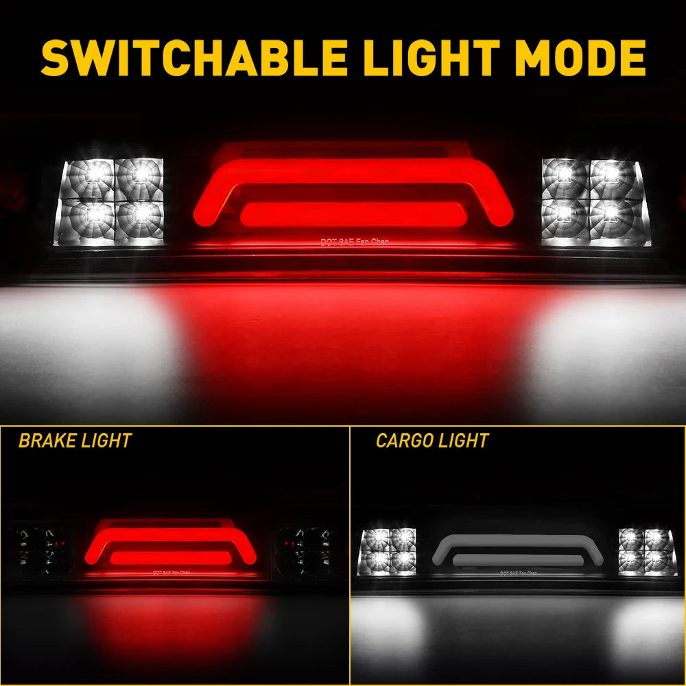 1Pcs LED Third 3rd Smoke Brake Light For Dodge Ram 1500 2500 3500 2009-2018 Car Rear Brake Cargo Lights Red White Accessories