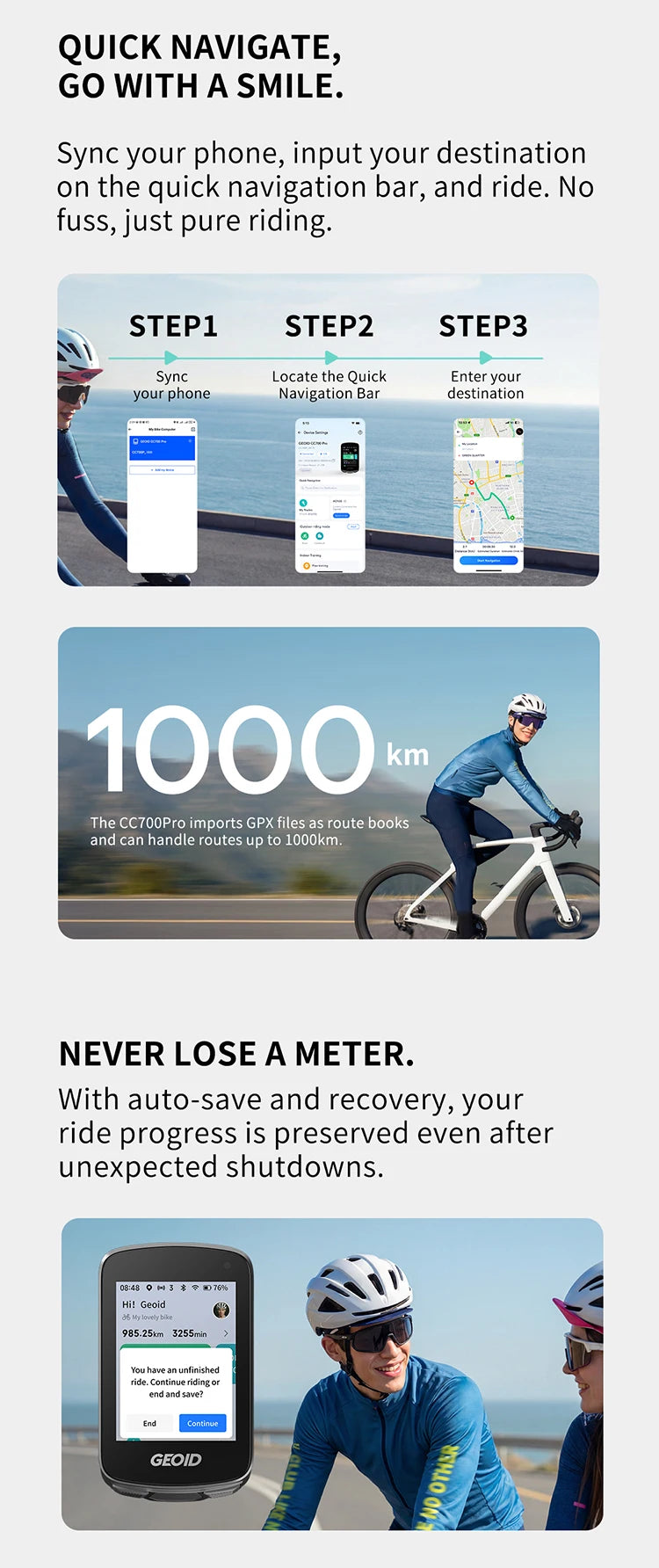 GEOID CC700 Pro 2.8" GPS Bike Computer