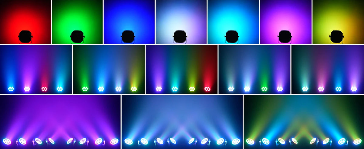 U'King 1/2/4Pcs Mini 7-LED RGB Rechargeable Par Lights With Light Strip Effect Par Can Stage Lights For Wedding DJ Party KTV Bar