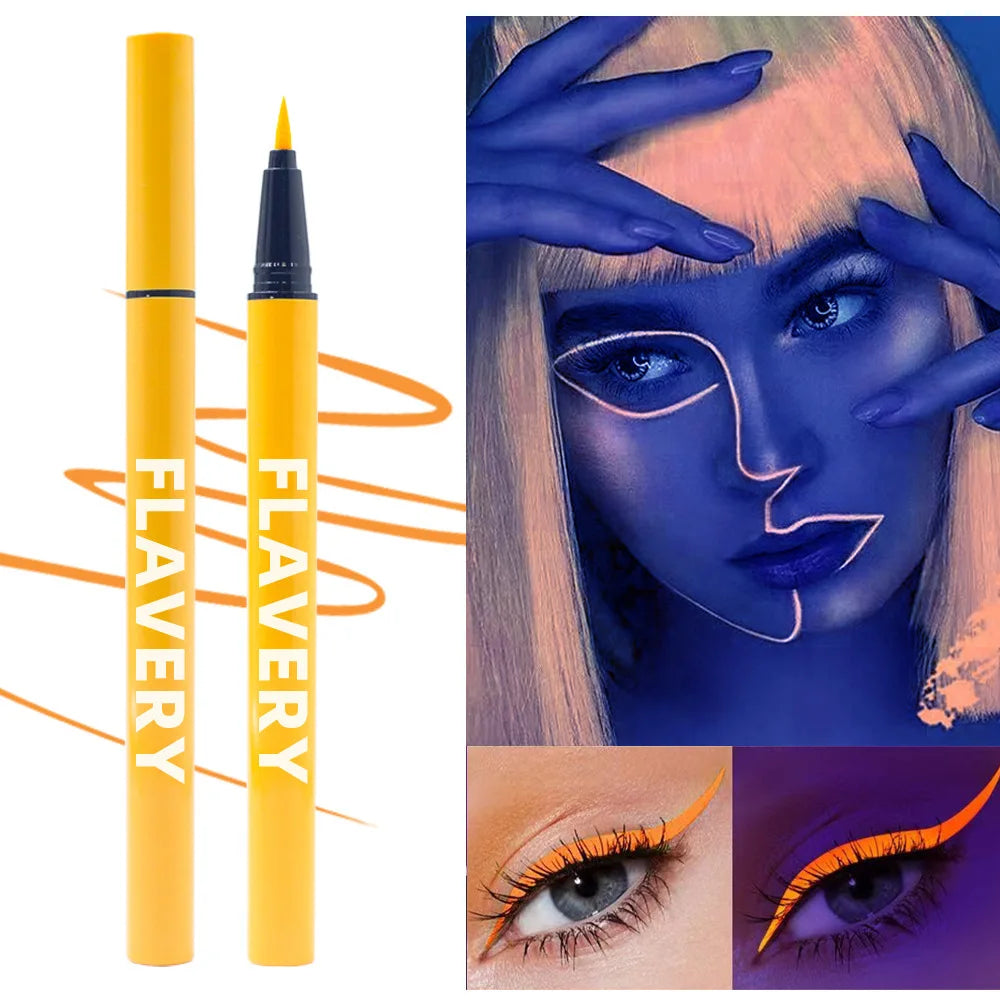 8-color fluorescent color UV eyeliner, waterproof and sweat-proof face paint pen,Halloween matte glowing neon liquid eyeliner