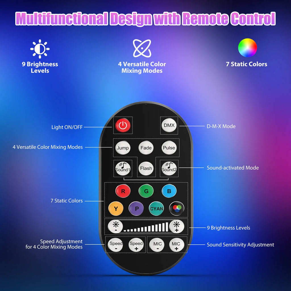 U'King 60W Wall Wash Light Bar 9LEDs RGBW Stage Lights Bar DMX DJ Lights For Church Events Wedding DJ Disco Party Bar Show