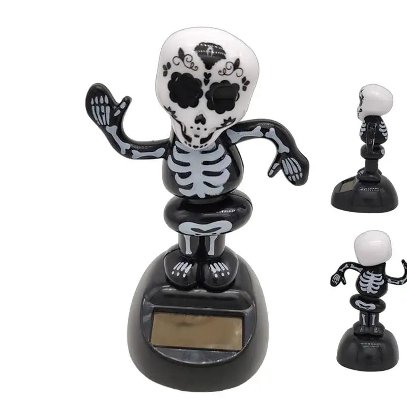 Car Dashboard Decorations For Creative Skeleton Ornament Solar Energy Bobble Head Halloween Props Toys Festival