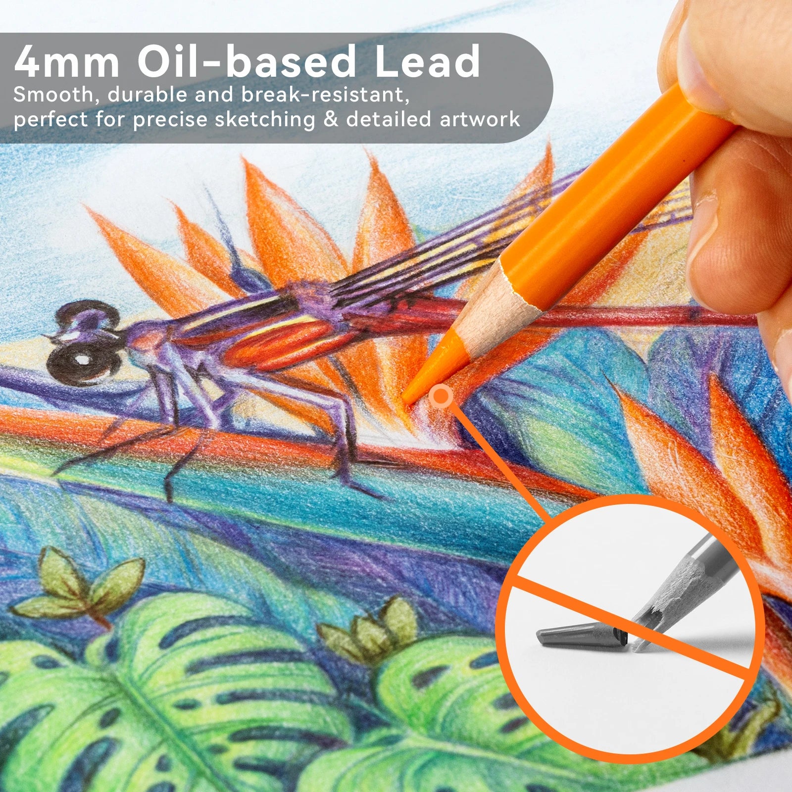 Ohuhu Colored Pencils 72 Oil-based Drawing Pencils for Coloring Portrait Sketching Landscape Durable Soft Core Halawa Series