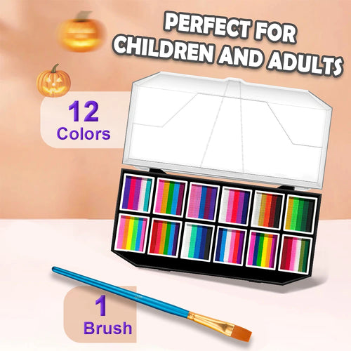 12 Colours Water-Soluble Rainbow Palette Children's Face Body Paint, Halloween Stage Makeup Body Paint Pigments Face Makeup