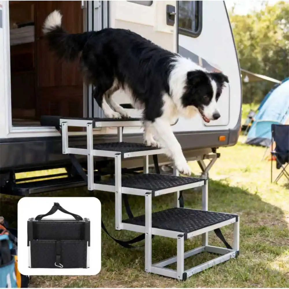 Lightweight Sturdy Foldable Dog Ramp Reinforced Non-Slip Pet Dog Stairs 250lbs Heavy Duty Load Capacity Portable Pet Access Ladder for Cars SUVs