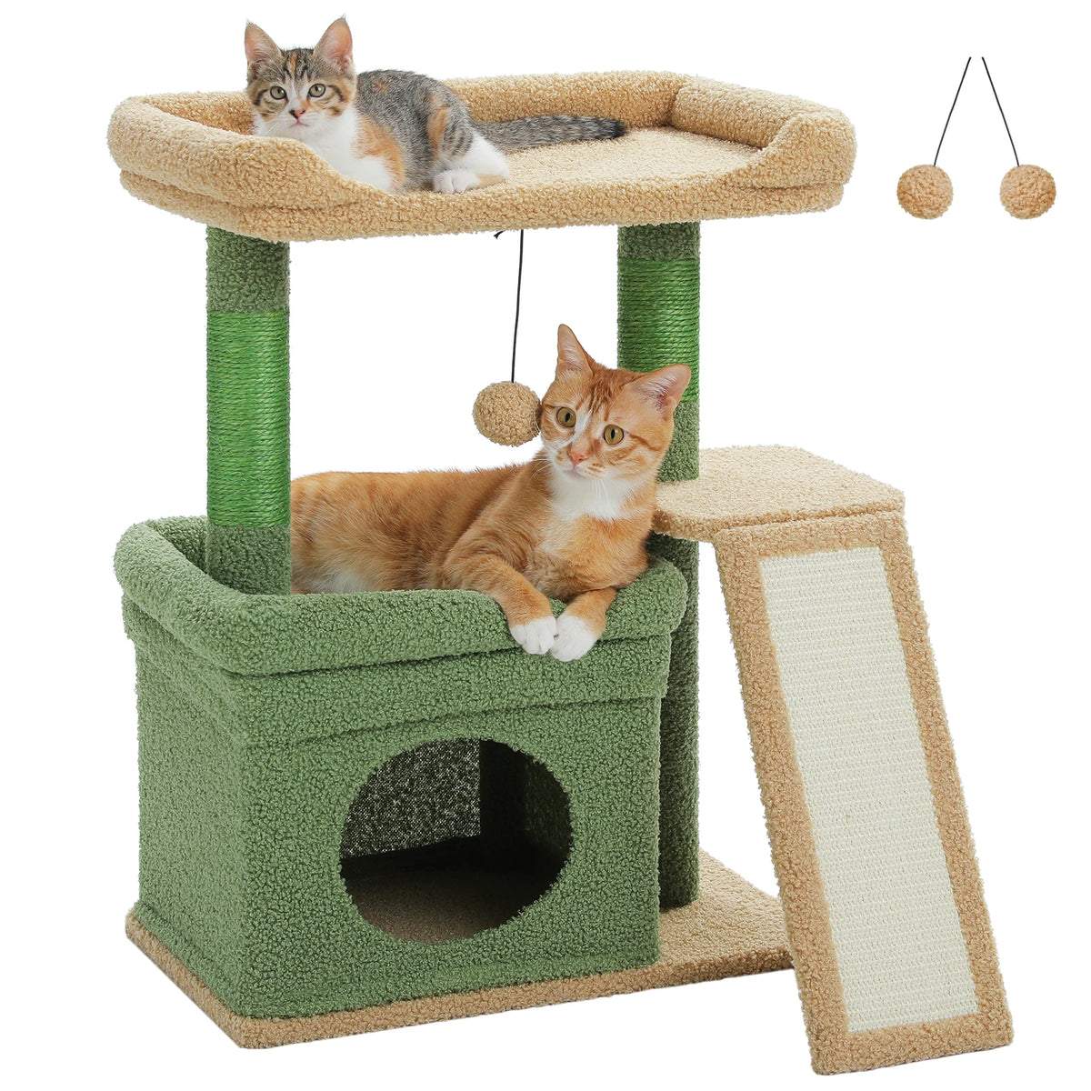 Small Cat Tree for Indoor Cat Tower with Sisal Scratching Post and Pad Wide Top Perch Large Cat Condo Cat Scratchers Cat Toys