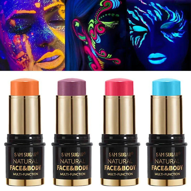 12 Colors Black White Halloween Makeup Waterproof Face Body Paint Stick Neon Colorful Blue Green Yellow Face Paint Cosmetics