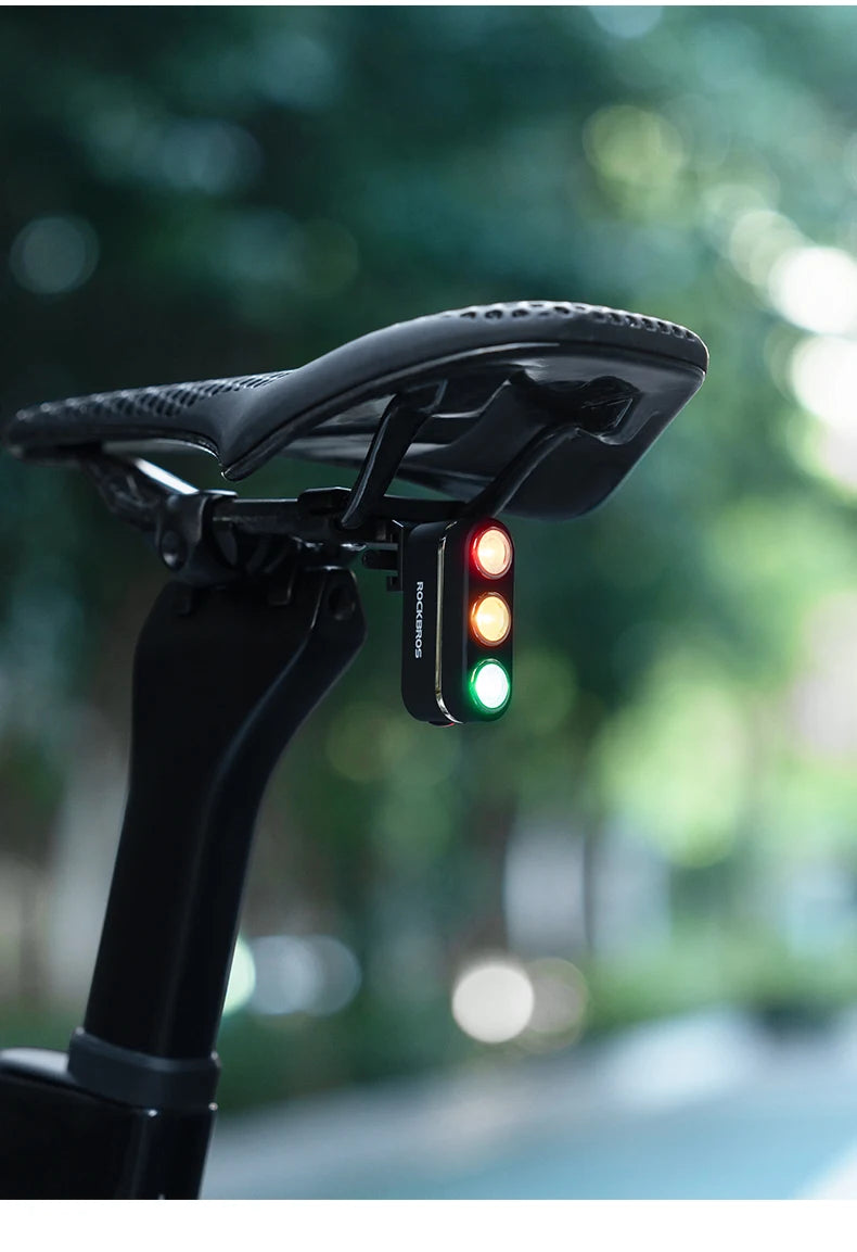 ROCKBROS Bicycle Smart Brake Tail Light MTB Road Bike Auto Brake Sensing Light IP64 Waterproof Type-C Charging Warning Taillight