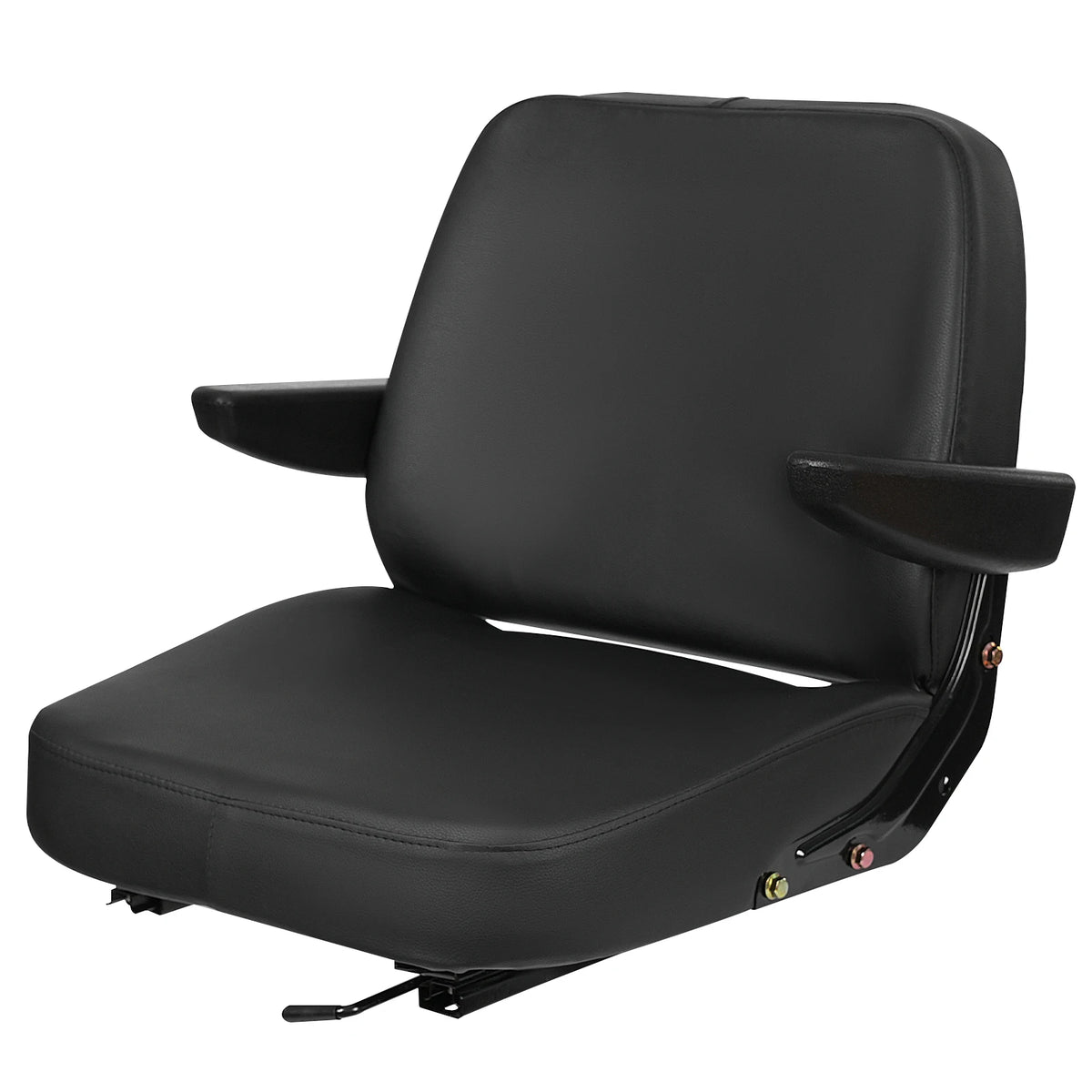Forklift Seat with Armrest Universal Driver Side Tractor Seat Black Capacity 100kg Adjustable Bulldozer Lawnmower Seat