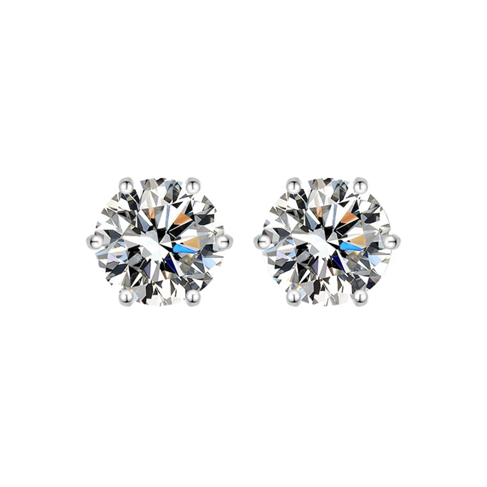 925 Sterling Silver Moissanite Stud Earrings