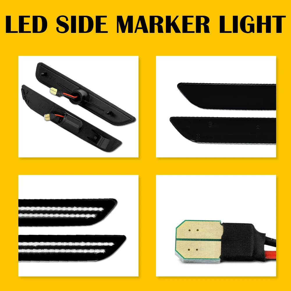 4/2Pcs LED Turn Signal Front Rear Bumper Side Marker Lights For Ford Mustang GT Shelby GT500 Boss 302 2010 2011 2012 2013 2014