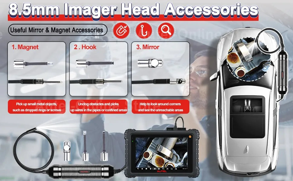 Autel MaxiVideo MV108S Camera MV108S Endoscope Inspection Tool 1920x1080 Resolution 8.5mm/0.33" Digital Inspection Camera