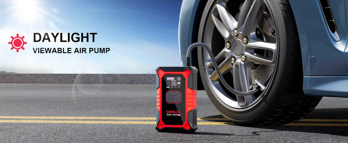 A3 Jump Starter with Air Compressor, 3000A Portable Car Battery Booster (9.0 Gas/6.5L Diesel) with 150PSI Auto-Shutoff Ti