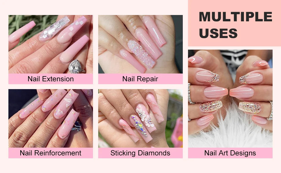 Makartt 5-in-1 Builder Gels Nail Gel Extension Nail Strengthen & Nail Repair Base Coat Nail Polish Soak Off UV/LED Lamp Needed