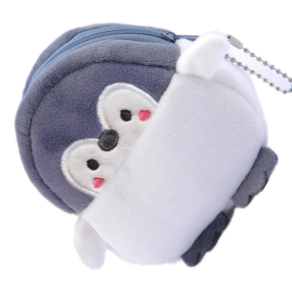 Women's Coin Purse Mini Pouch Cute Plush Little Penguin Zipper Change Purse for Keychain Lipsticks Money