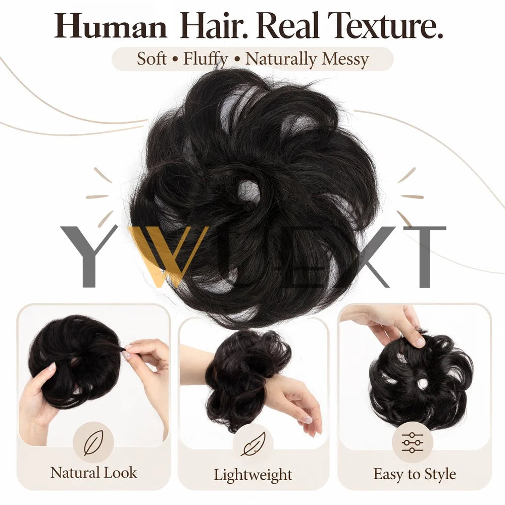 Curly Human Hair Bun Chignon
