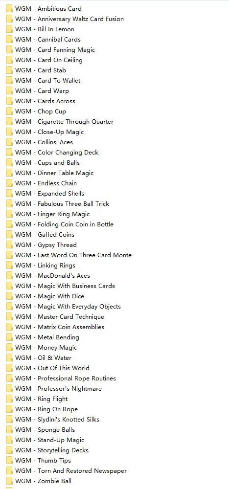 48 PCS World's Greatest Magic Collection WGM Ambitious Card Card On Ceiling Dinner Table Magic Ring On Rope Magic trick