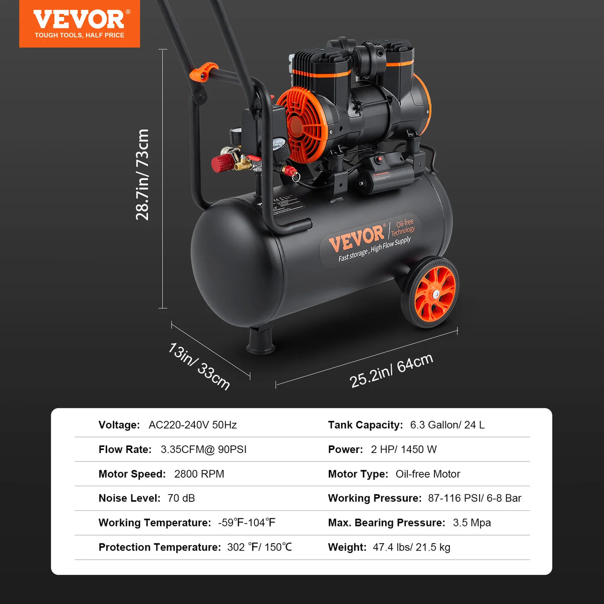 SucceBuy Quiet Oil-Free Portable Air Compressor