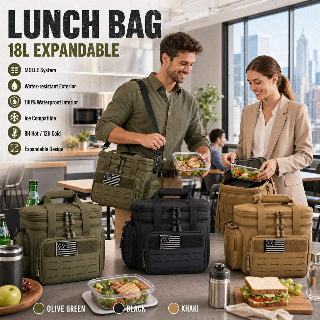 18L Insulated Lunch Bag Cooler, Expandable Leakproof Thermal Lunch Box for Work