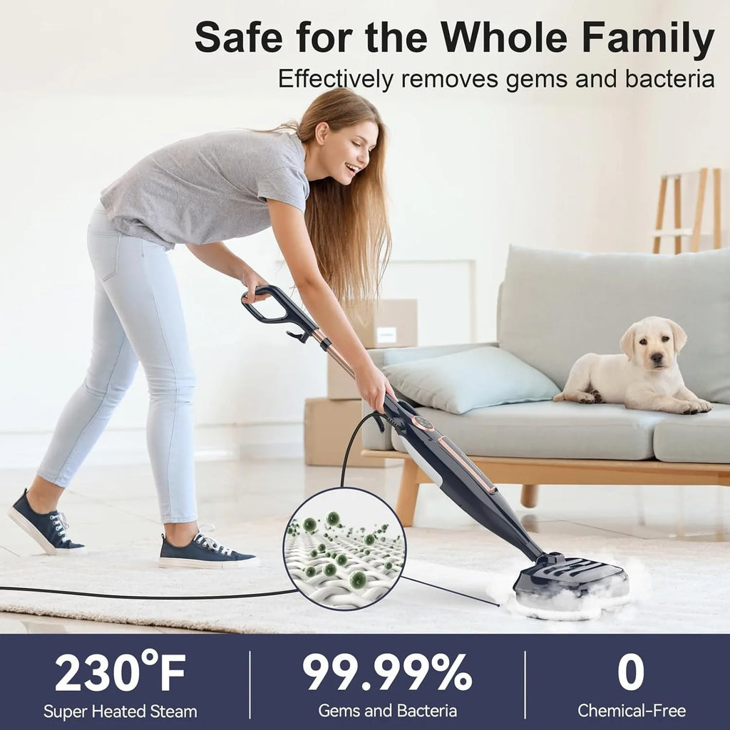 INSE VM6 Steam Mop Cleaner with Rotating Mop Pad 1300W Powerful Floor Steamer 10 in 1 Lightweight Spin Mop for Home Hardwood Laminate Tile