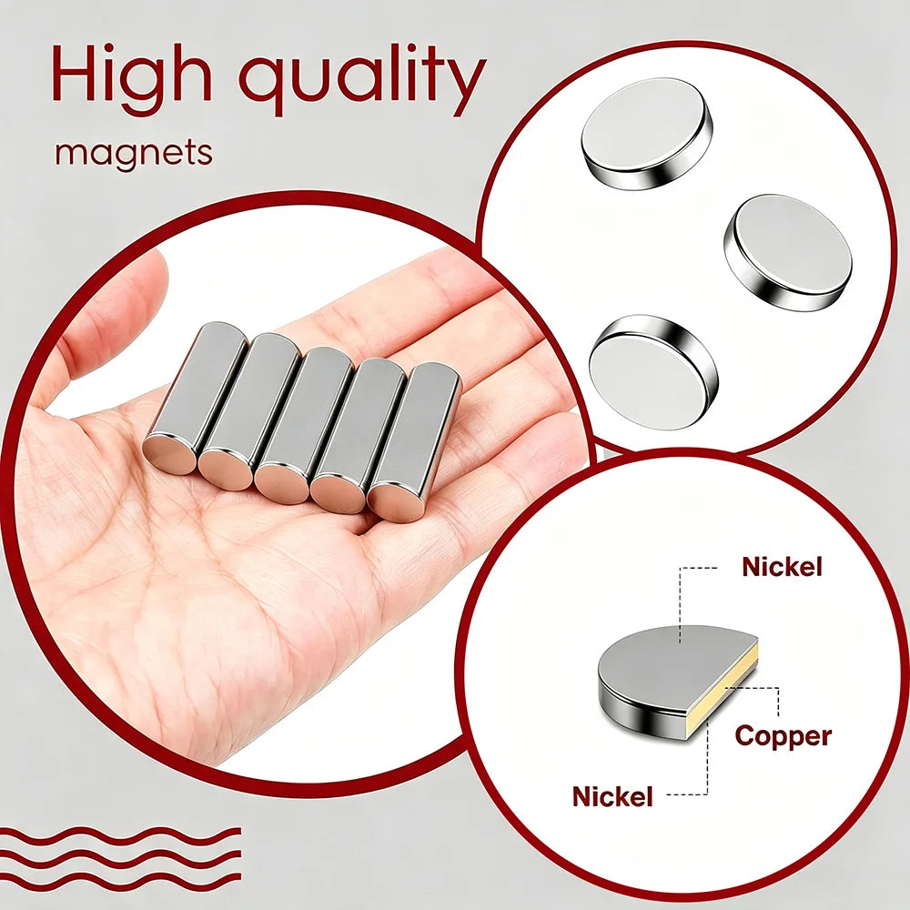 Round Disc Strong Magnets Silver Plated Magnets Tiny Circular Flat Magnets Assorted Sizes for DIY Crafts Model Making Fridge Office Scientific Experiment Household Handicraft Multi‑Scene Application
