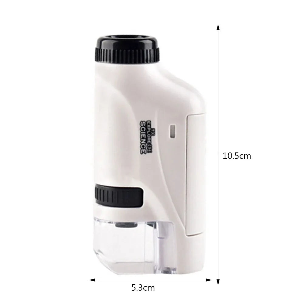 Mini Microscope Kit with LED Light Learning Science Microscope Battery Powered Portable Mini Microscope Outdoor Children Toy
