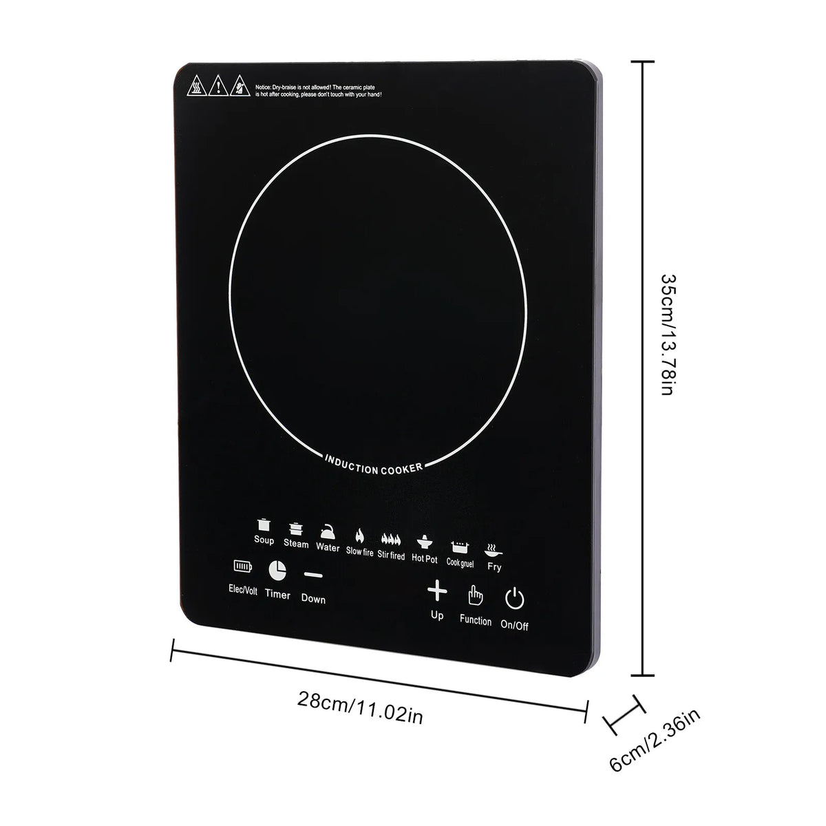 110V 750W Electric Induction Cooktop 8 Power Levels Touch Control Burner 180min Timer Portable Stove for Home RV
