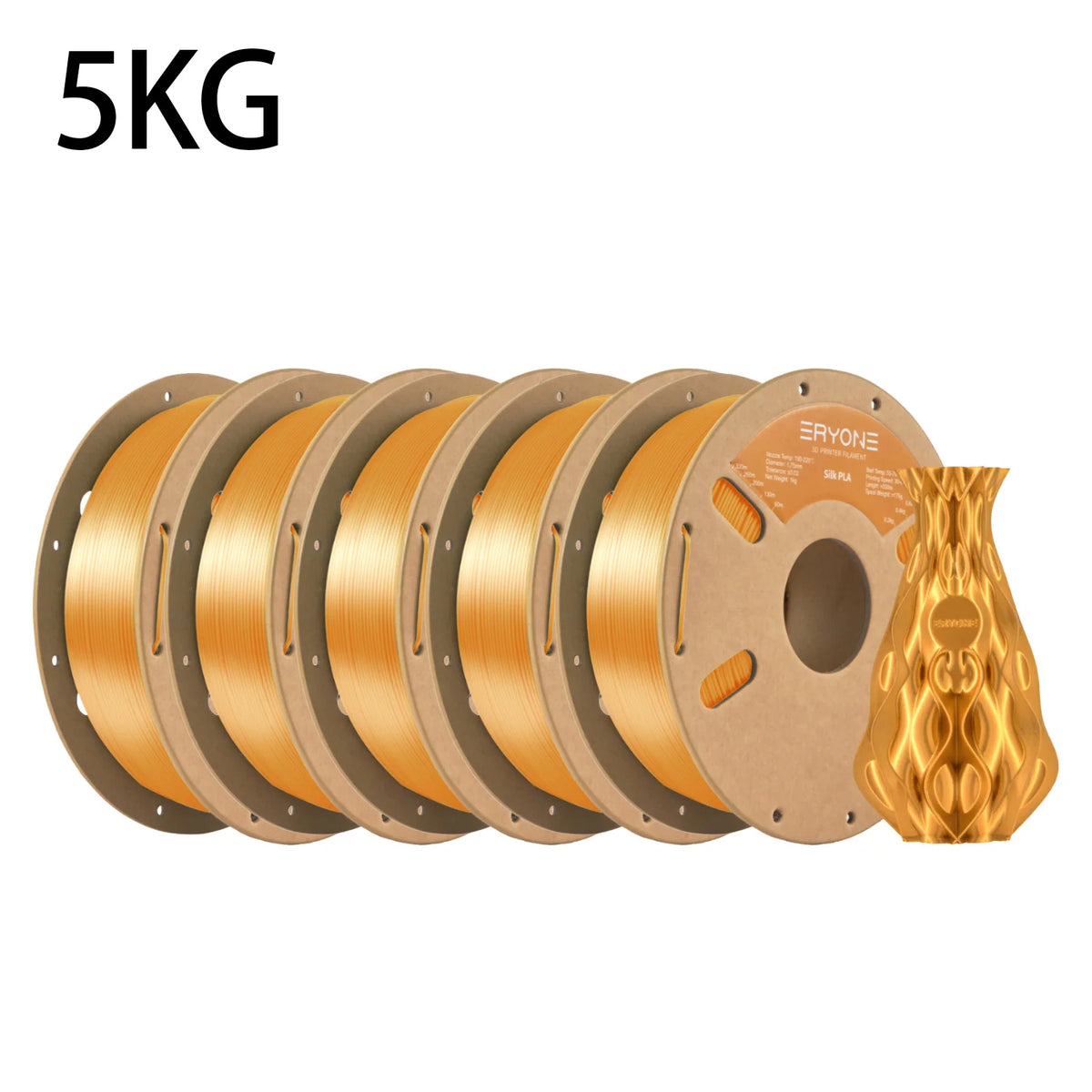 ERYONE 1KG Silk PLA 3D Printer Filament 1.75mm, Premium Silk Shiny Finish Single Color, Glossy Smooth Surface 1kg Spool
