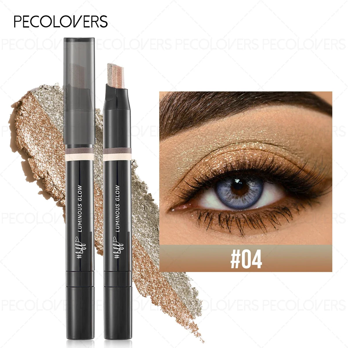1PC Glitter Double Color Eyeshadow Stick Metallic Gradient Waterproof Two Tone Long Lasting Shimmer Shadow Pen 2 in 1 Eye Makeup